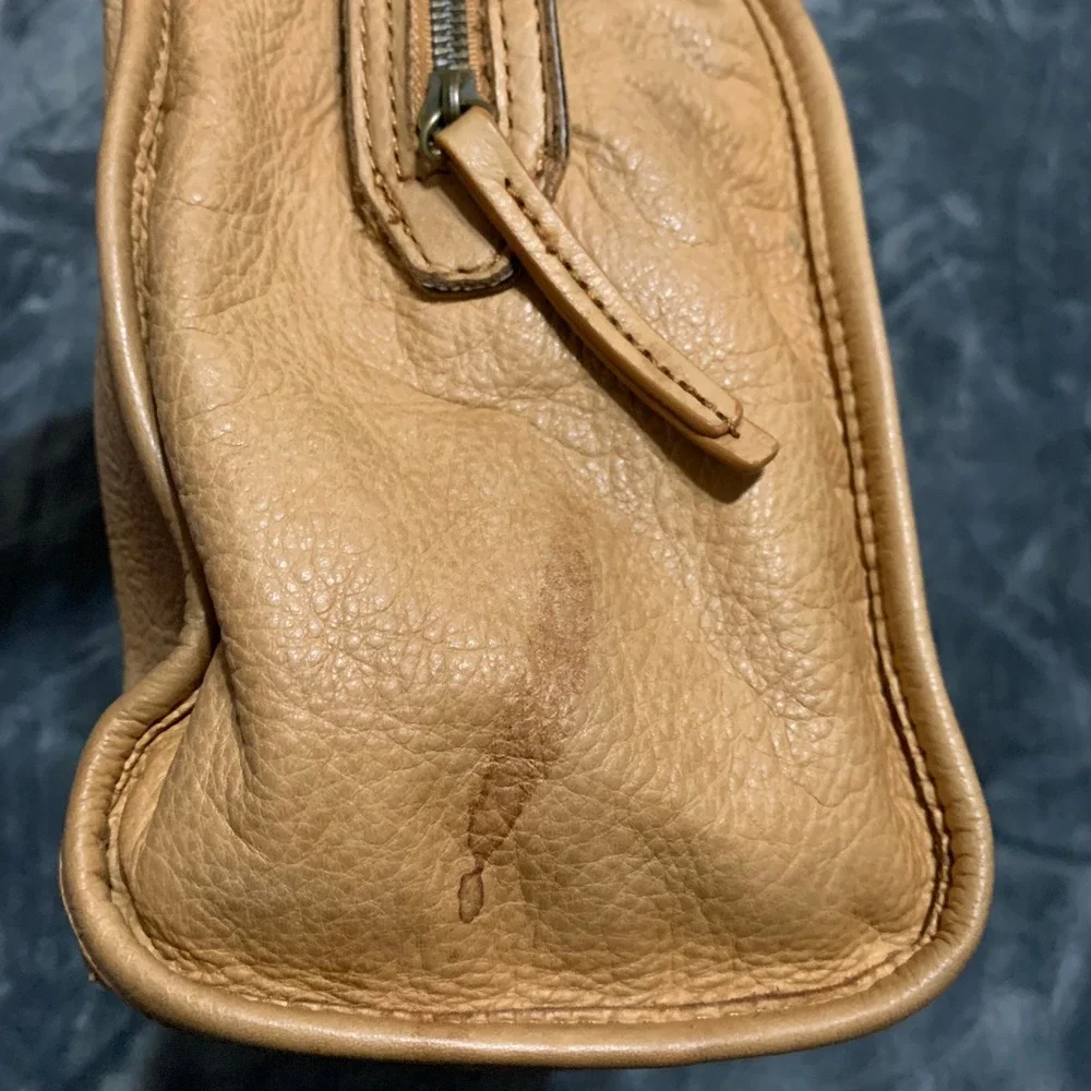 American Leather Co. Lenox Satchel Tan Leather Shoulder Bag Purse Triple Entry - Picture 5 of 16